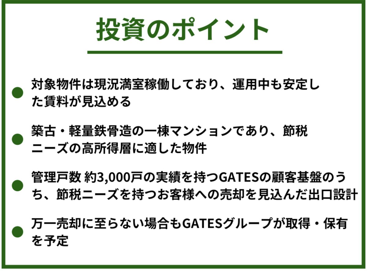 GATES FUNDING 28号 投資のポイント